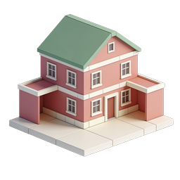 Isometrisches rosa Haus-Icon - 3D-Haus-Illustration