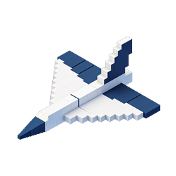 Isometric Pixel Airplane Icon - 3D Voxel Style