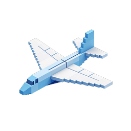 Isometric Pixel Plane 3D Icon - Aviation & Travel