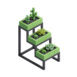 Isometric Plant Shelf Icon | Modern 3D Garden Stand