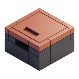 Isometric Platform Base 3D Icon | Terracotta & Gray