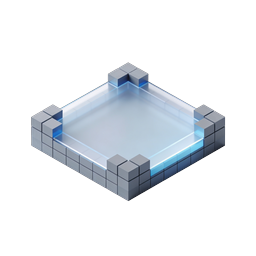 Isometric 3D Platform Icon with Blue Neon Glow
