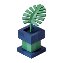 Isometric Potted Plant Icon | 3D Geometric Botanical Illustration