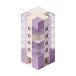 Isometric Purple Tower Icon - 3D Building Block Design