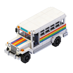 Isometrisches Regenbogen-Bus-Icon - Farbiges 3D-Fahrzeug