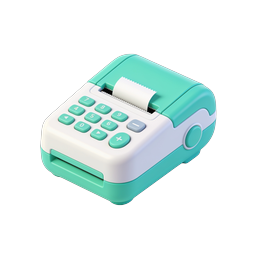 Isometric Receipt Printer 3D Icon - Mint Green POS Device