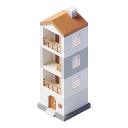 Isometric Residential Building Icon - 3D House