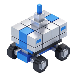 Isometric Voxel Robot Icon - 3D Block Robot Character