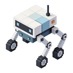 Isometric Robot Icon - 3D Voxel AI Technology Design
