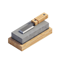 Isometrisches Säge-Schneideblock-Voxel-Icon | Pixel-Art-Werkzeug