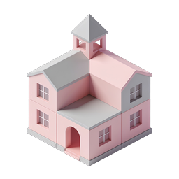 Icono de edificio escolar isométrico - Ilustración 3D de educación
