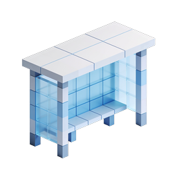 Isometric Shelter 3D Icon - Modern Glass Pavilion Design