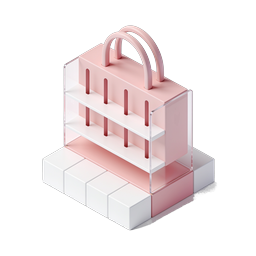 Isometric Pink Shopping Bag Icon for E-Commerce Design