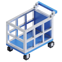 Isometrisches Einkaufswagen-Icon - 3D-Block-Stil