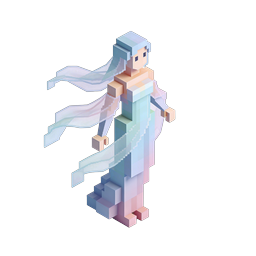 Icono de personaje espíritu femenino voxel isométrico