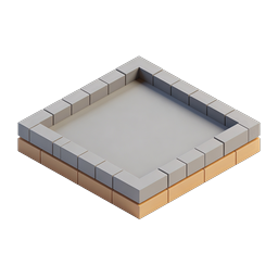 Isometric Square Frame Icon - 3D Block Border Design