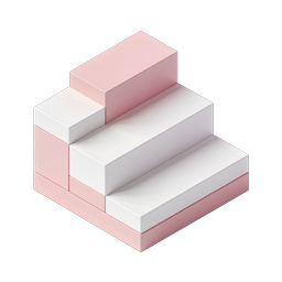 Isometric Staircase Blocks Icon | Pink & White 3D Design