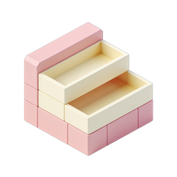 Isometric Stairs Icon - 3D Pastel Step Design