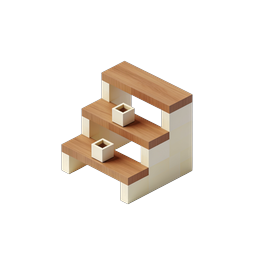 Isometric Wooden Stairs Icon - 3D Step Design