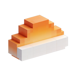 Isometric Stepped Blocks 3D Icon - Orange & White