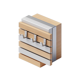 Isometric Storage Cabinet Icon - Wooden & Chrome Design