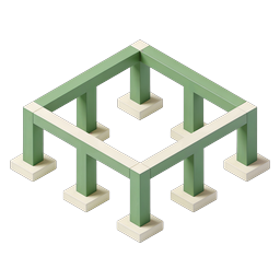 Isometric Structure Framework 3D Icon Design