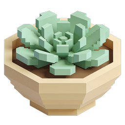 Isometric Succulent Plant Icon - Low-Poly 3D Design