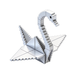Isometric 3D Swan Icon - Minimalist Voxel Bird Design