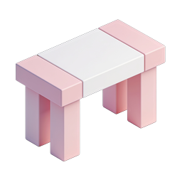 Biểu tượng bàn màu hồng Isometric - Thiết kế nội thất 3D