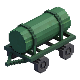 Isometric Green Tank Trailer Voxel Icon