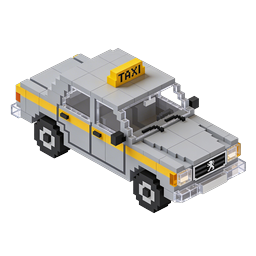Isometrisches Taxi-Cab Voxel-Icon - 3D Pixel Art