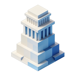 Biểu tượng 3D tòa nhà Đền Ziggurat dạng Isometric