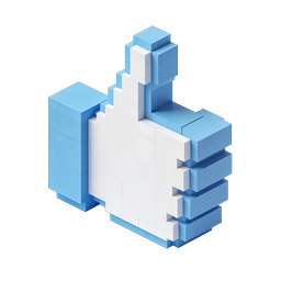 Isometric Thumbs Up Voxel Icon | 3D Like Button Design