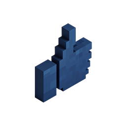 Isometric 3D Thumbs Up Icon - Blue Voxel Style