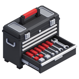 Isometric Pixel Art Toolbox Icon with Tools