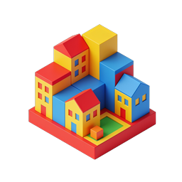 Isometric Town Blocks - Colorful 3D City Illustration