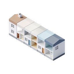 Isometric Townhouse Row Icon | 3D Residential Illustration