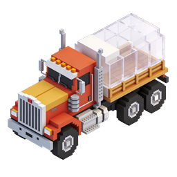 Isometric Cargo Truck 3D Voxel Icon for Logistics