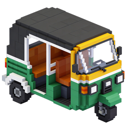 Isometric Tuk-Tuk Auto-Rickshaw 3D Pixel Art Icon