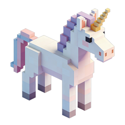 Icono Voxel de Unicornio Isométrico | 3D Pixel Art