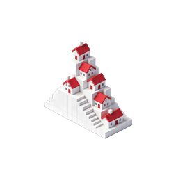 Isometric Village Houses Icon - 3D Real Estate Illustration