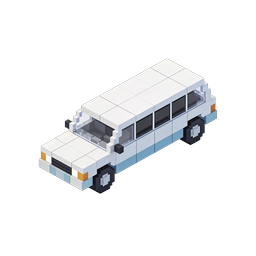 Icono de autobús Voxel isométrico - Vehículo 3D Pixel Art