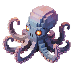 アイソメトリック・ボクセル・タコ 3D ピクセルアートゲームアイコン