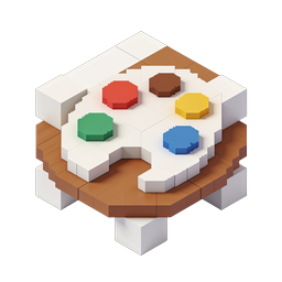 Isometric Voxel Platform Icon with Colorful Elements