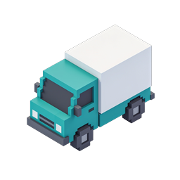 Isometric Voxel Truck Icon - 3D Pixel Art Delivery Vehicle