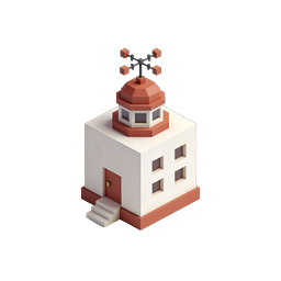 Icona stazione meteorologica isometrica - Illustrazione edificio 3D