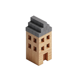 ไอคอนบ้านไม้แบบไอโซเมตริก - สไตล์ 3D Voxel