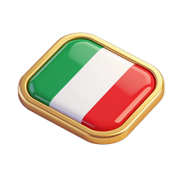 Italy Flag Badge Icon - 3D Golden Frame Design