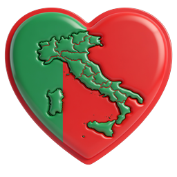 Italy Portugal Heart Icon - 3D Glossy Country Map Design
