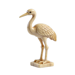 Elegant Ivory Crane Figurine Icon - Carved Bird Sculpture